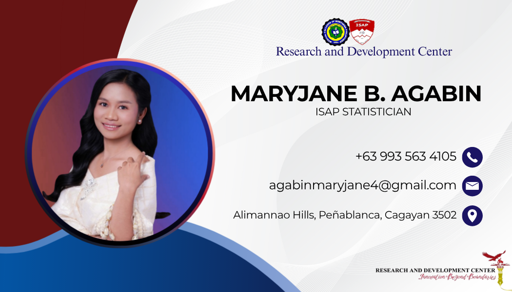 Ms. Maryjane B. Agabin - ISAP Statistician