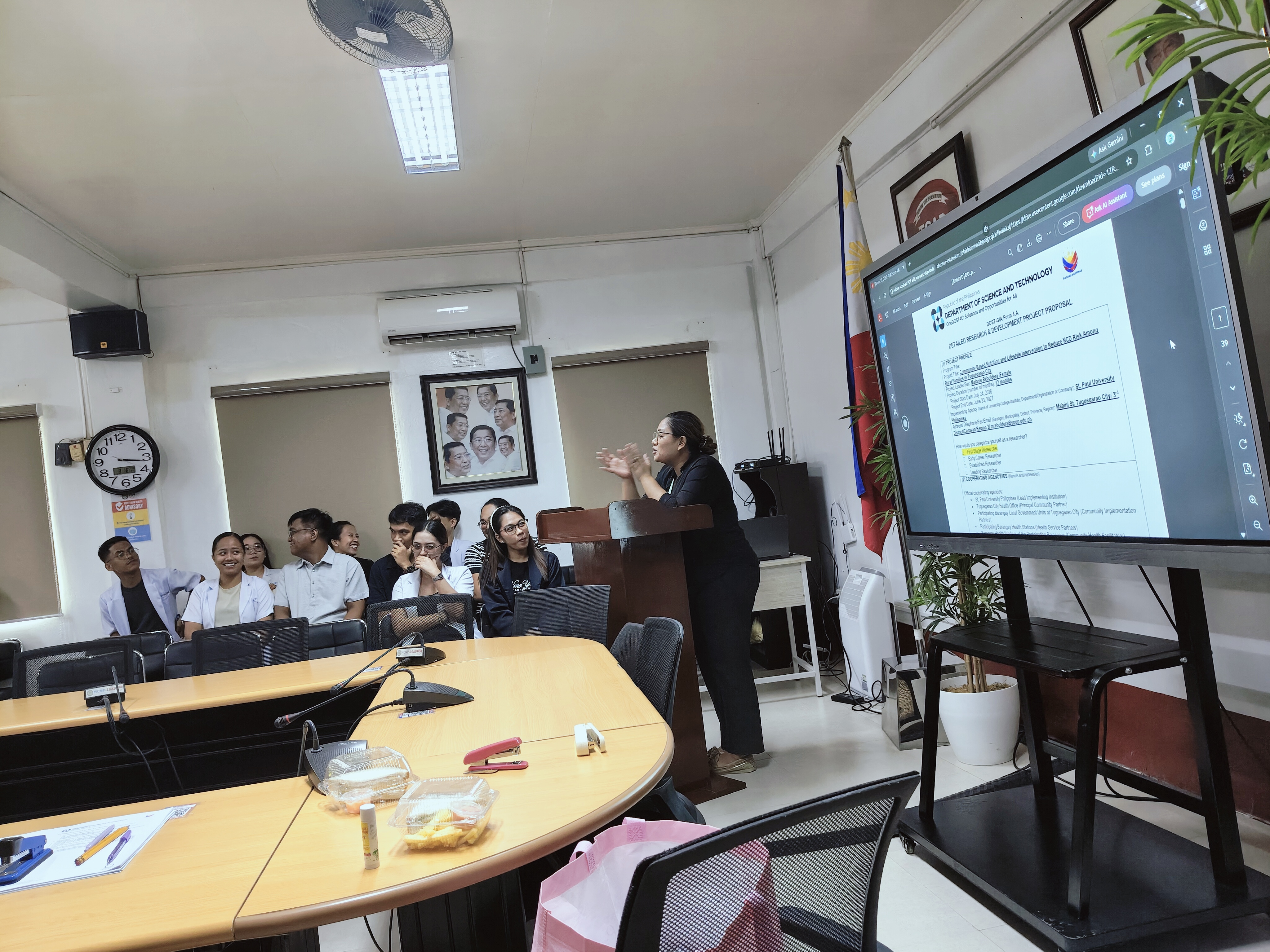 Health research project proposal presentation on smart screen