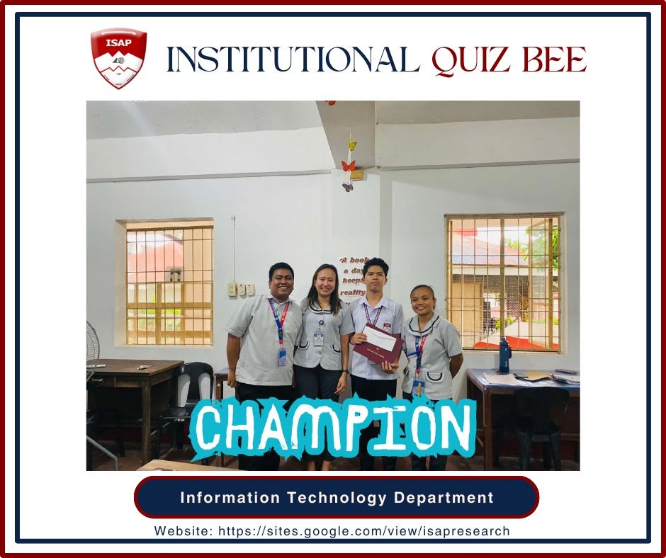 ISAP Champion - Information Technology Department (Jaylord S. Victorio)