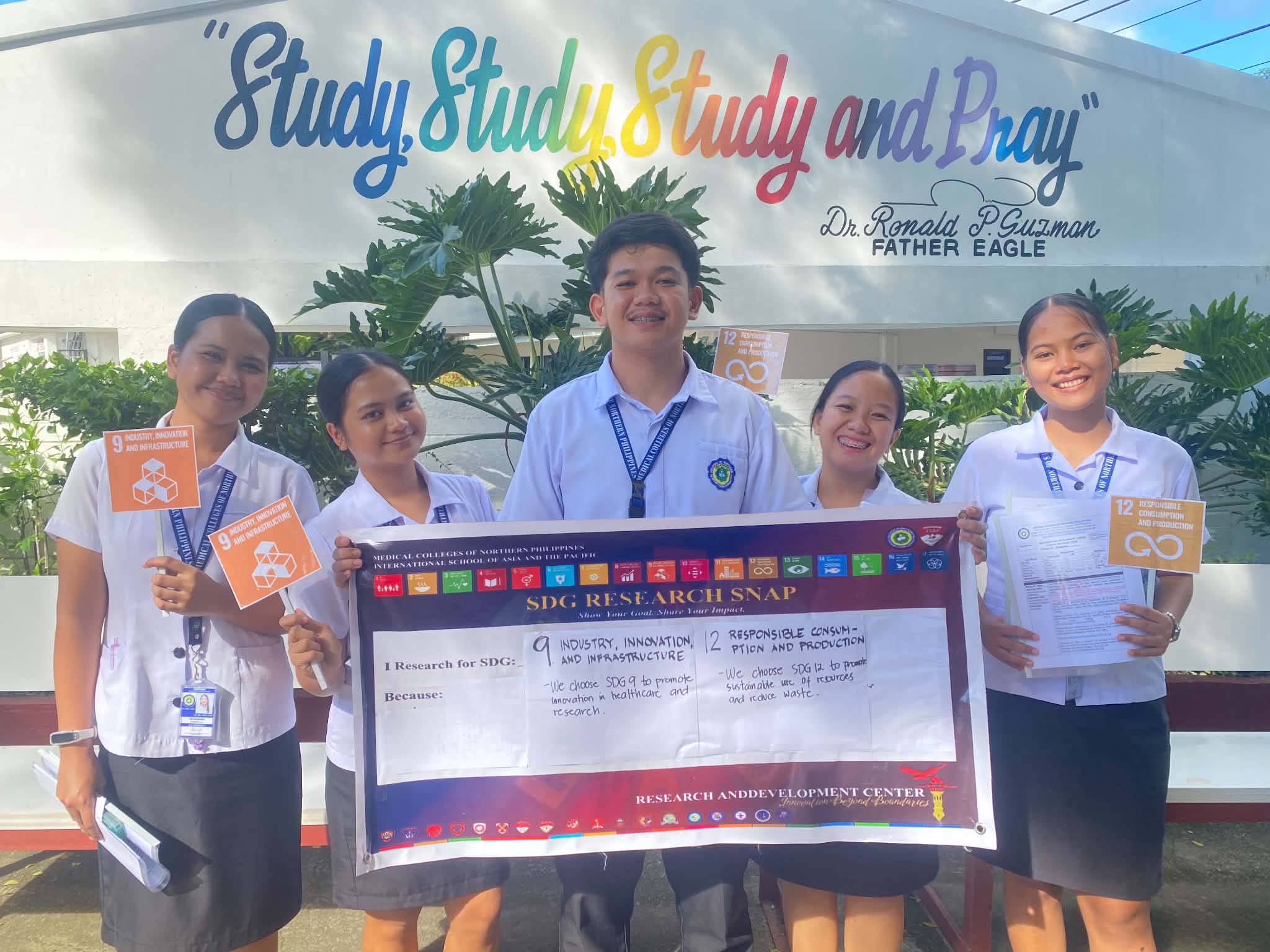 Pharmacy research group with proposal defense documentation and SDG action flags