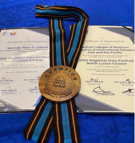 Philippine Data Festival Champion wooden medal with Certificate of Participation and Appreciation