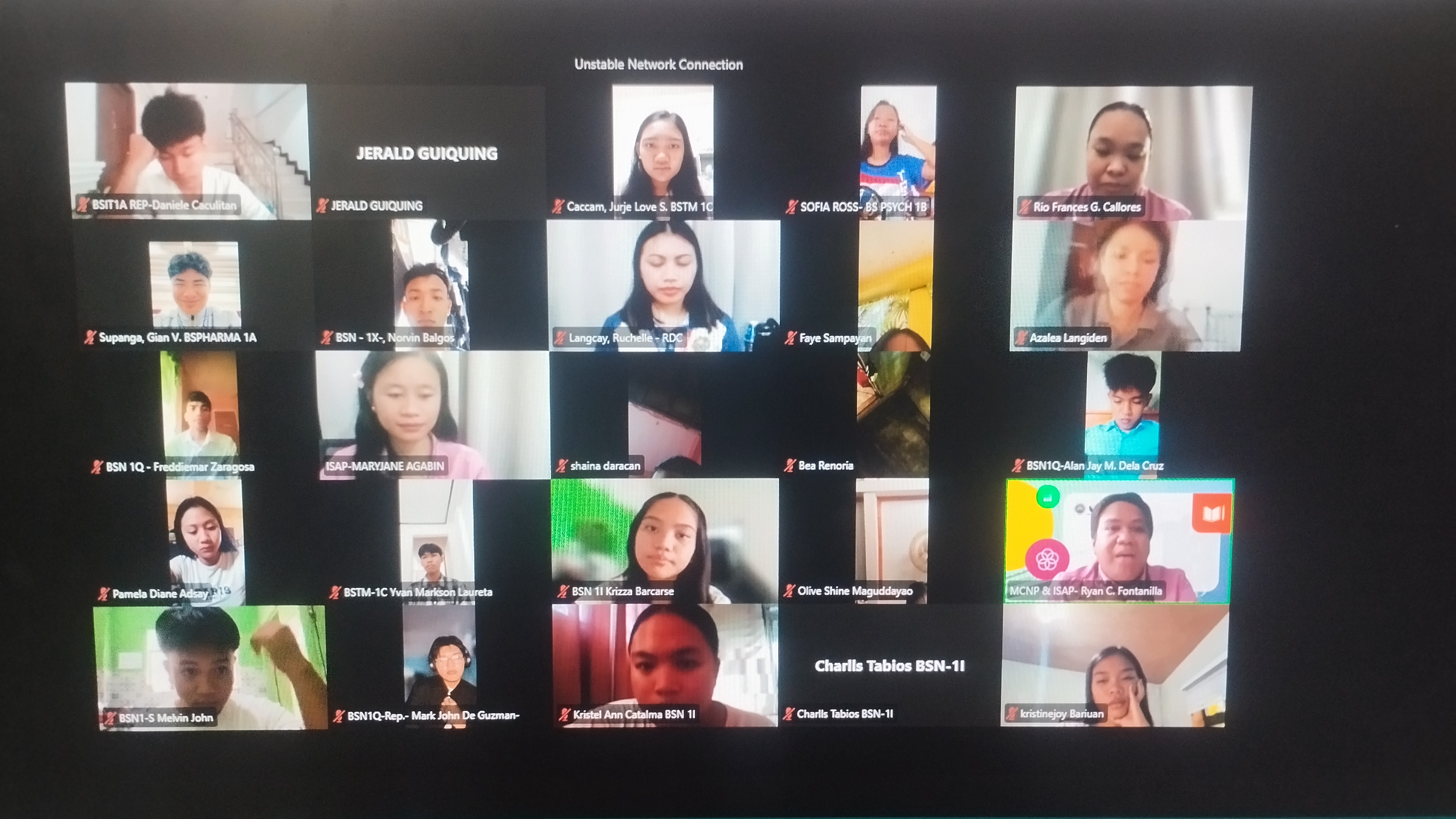 First-year student participants attending Zoom webinar session