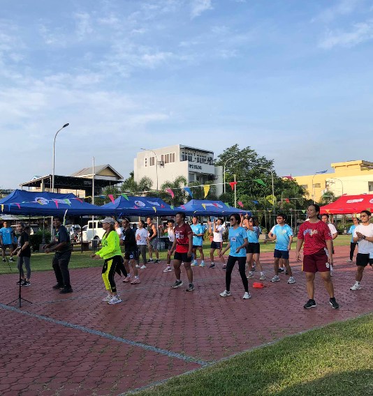 Warm-up and Zumba session on the grounds before the run